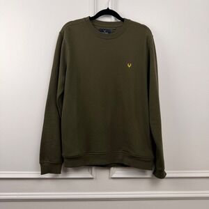 Allen Solly Mens Crew Neck Sweatshirt Olive Green Embroidered Stag Logo Size M